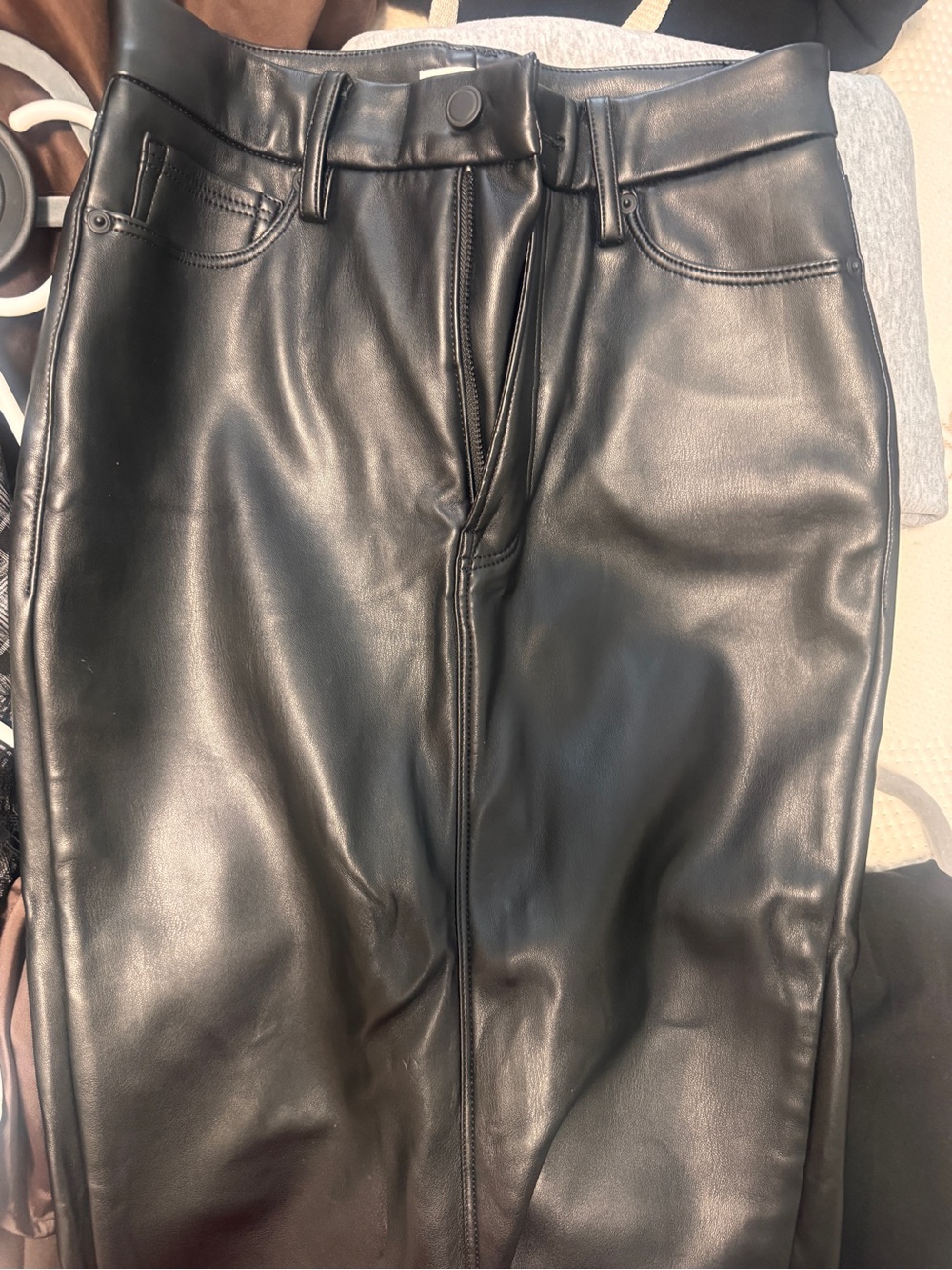Good American  Black Faux Leather skirt